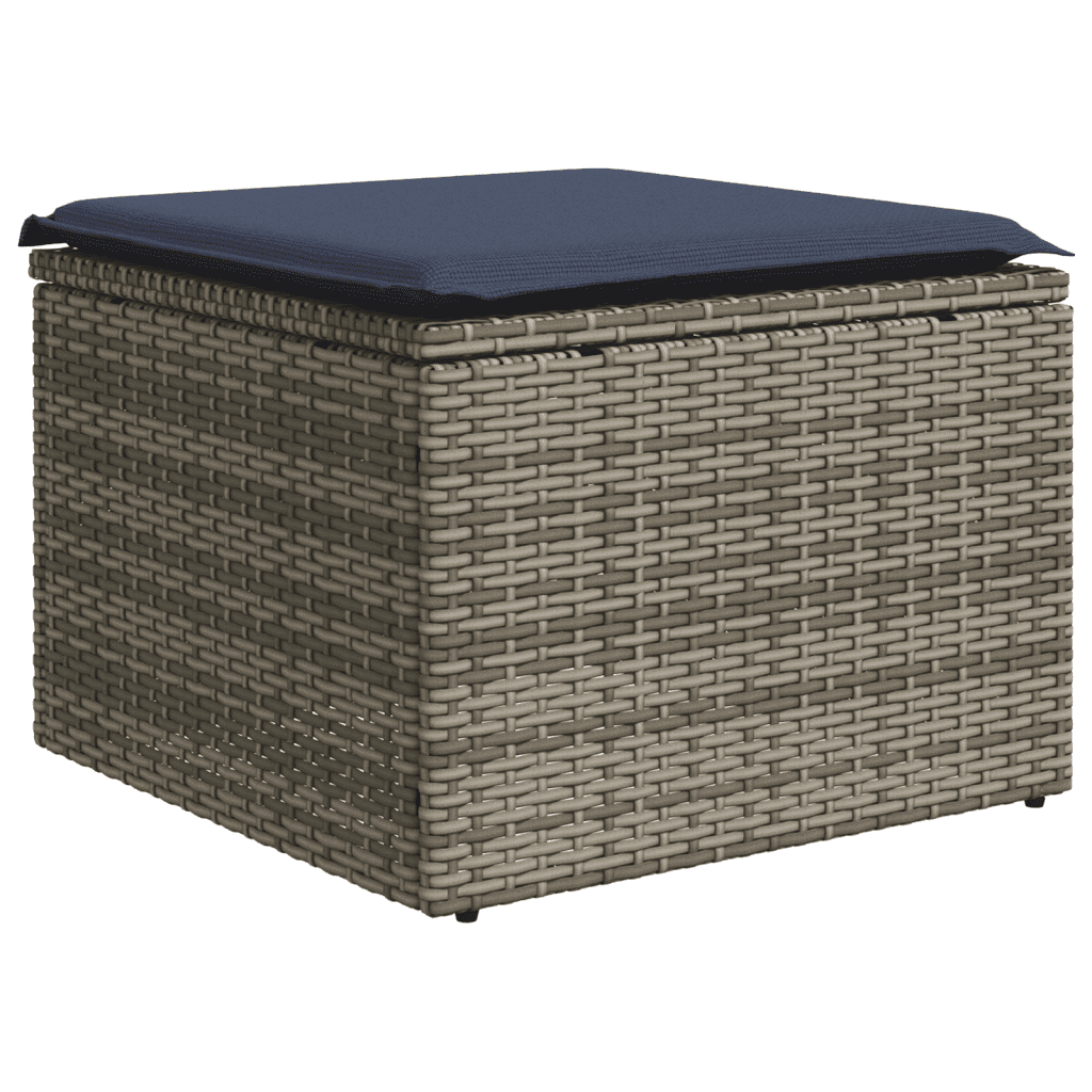 8-teiliges Gartensofa-Set mit Kissen, grau, Polyrattan