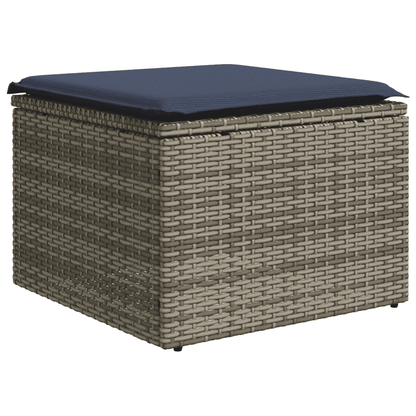 8-teiliges Gartensofa-Set mit Kissen, grau, Polyrattan