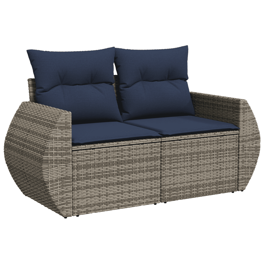 11-teiliges Gartensofa-Set mit Kissen, grau, Polyrattan