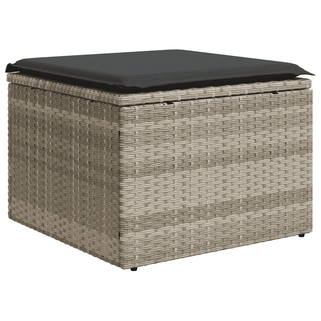 3-tlg. Garten-Sofagarnitur mit Kissen Hellgrau Poly Rattan