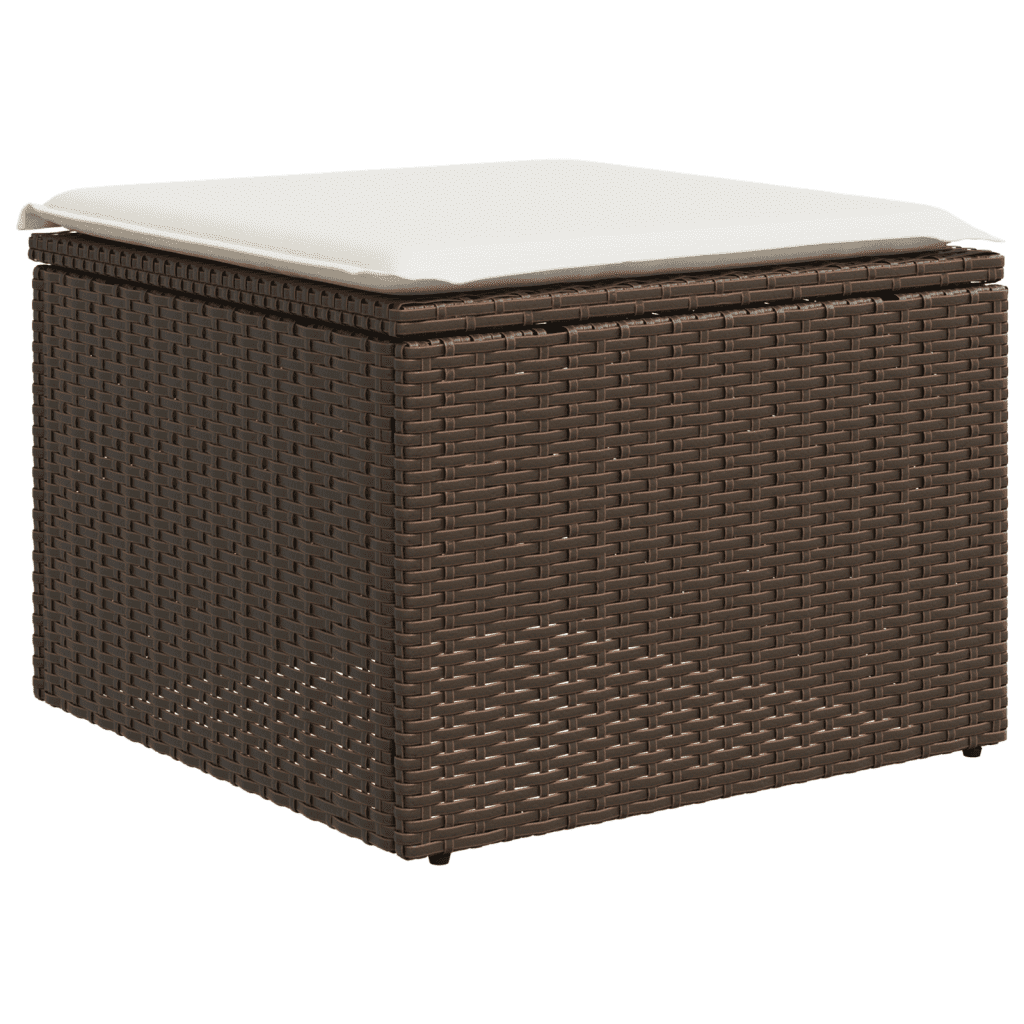 13-tlg. Garten-Sofagarnitur mit Kissen Braun Poly Rattan