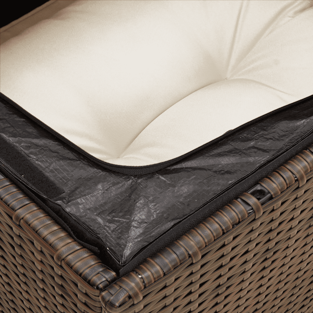 7-tlg. Garten-Sofagarnitur mit Kissen Braun Poly Rattan