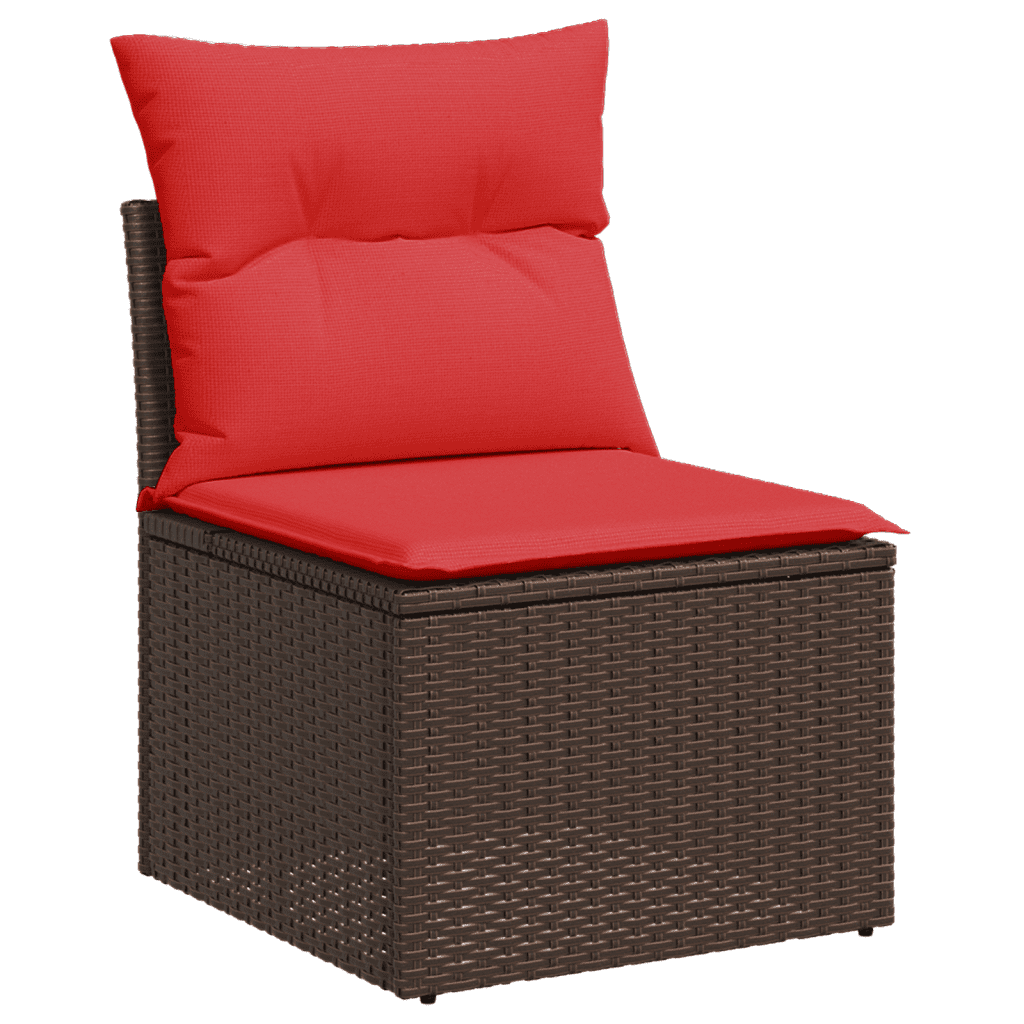 10-teiliges Gartensofa-Set mit Kissen, braun, Polyrattan