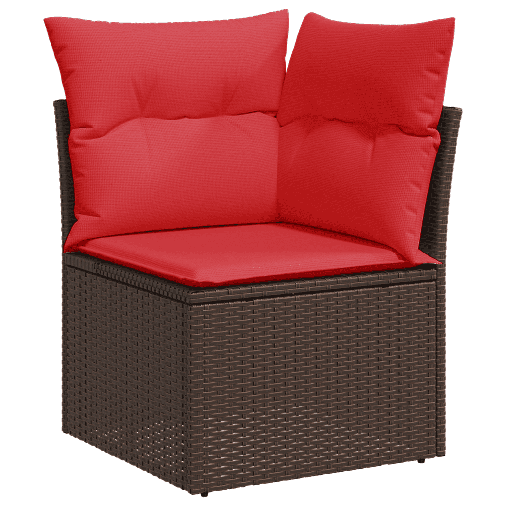 9-teiliges Gartensofa-Set mit Kissen, braun, Polyrattan