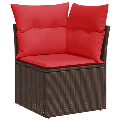6-teiliges Gartensofa-Set mit Kissen, braun, Polyrattan