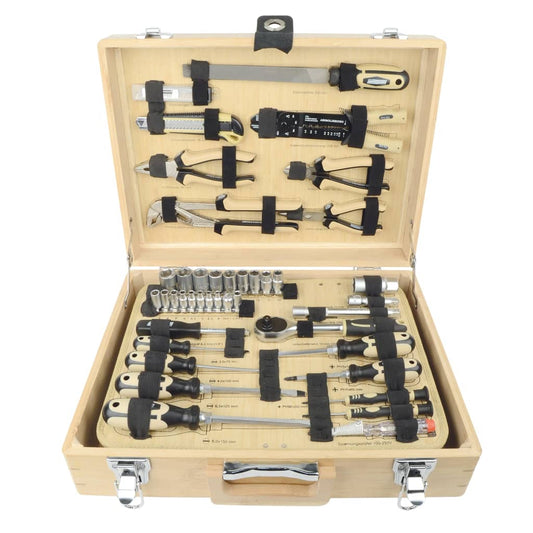 Frères Mannesmann 108 pièces. Coffret à outils en bambou