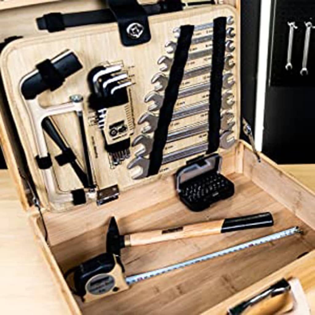 Frères Mannesmann 108 pièces. Coffret à outils en bambou