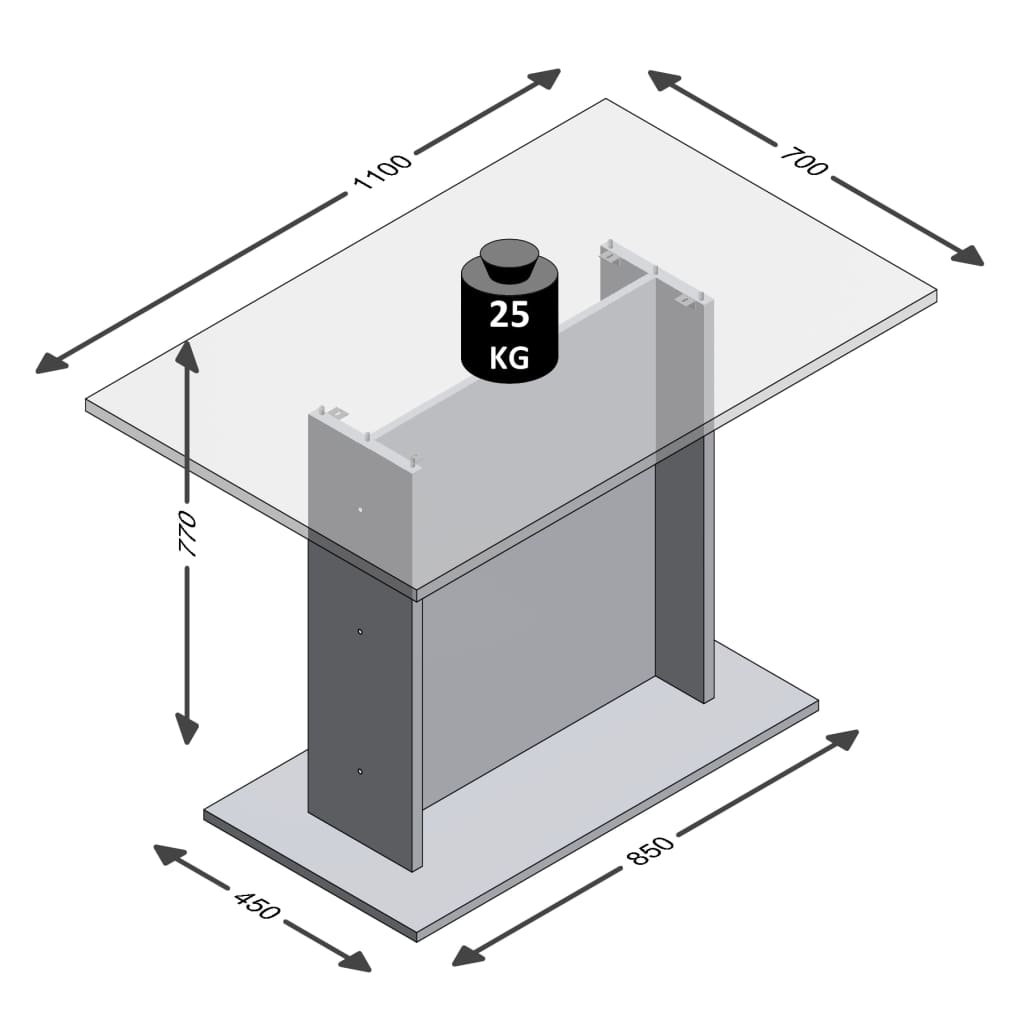 Esstisch 110 cm Betongrau