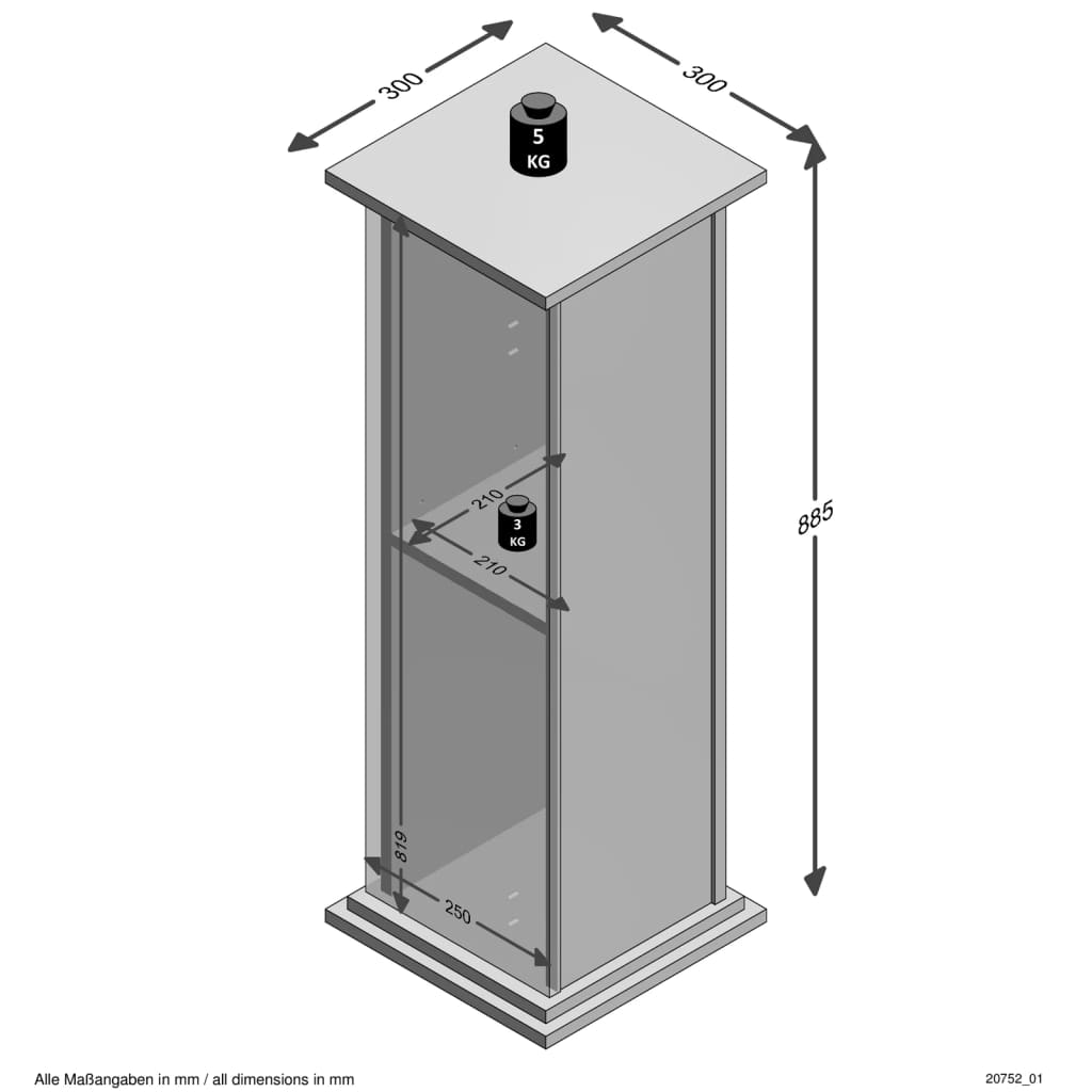 Table décorative FMD avec porte 88,5 cm gris