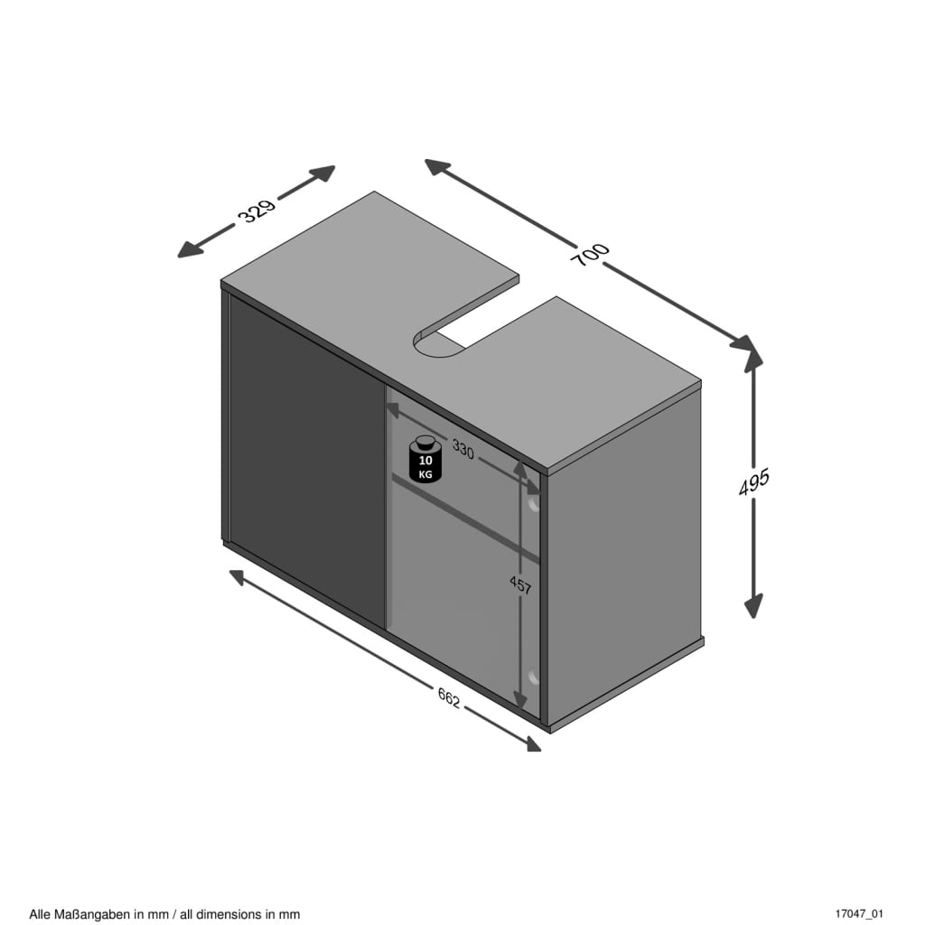 Meuble vasque FMD 70x32,9x49,5 cm blanc