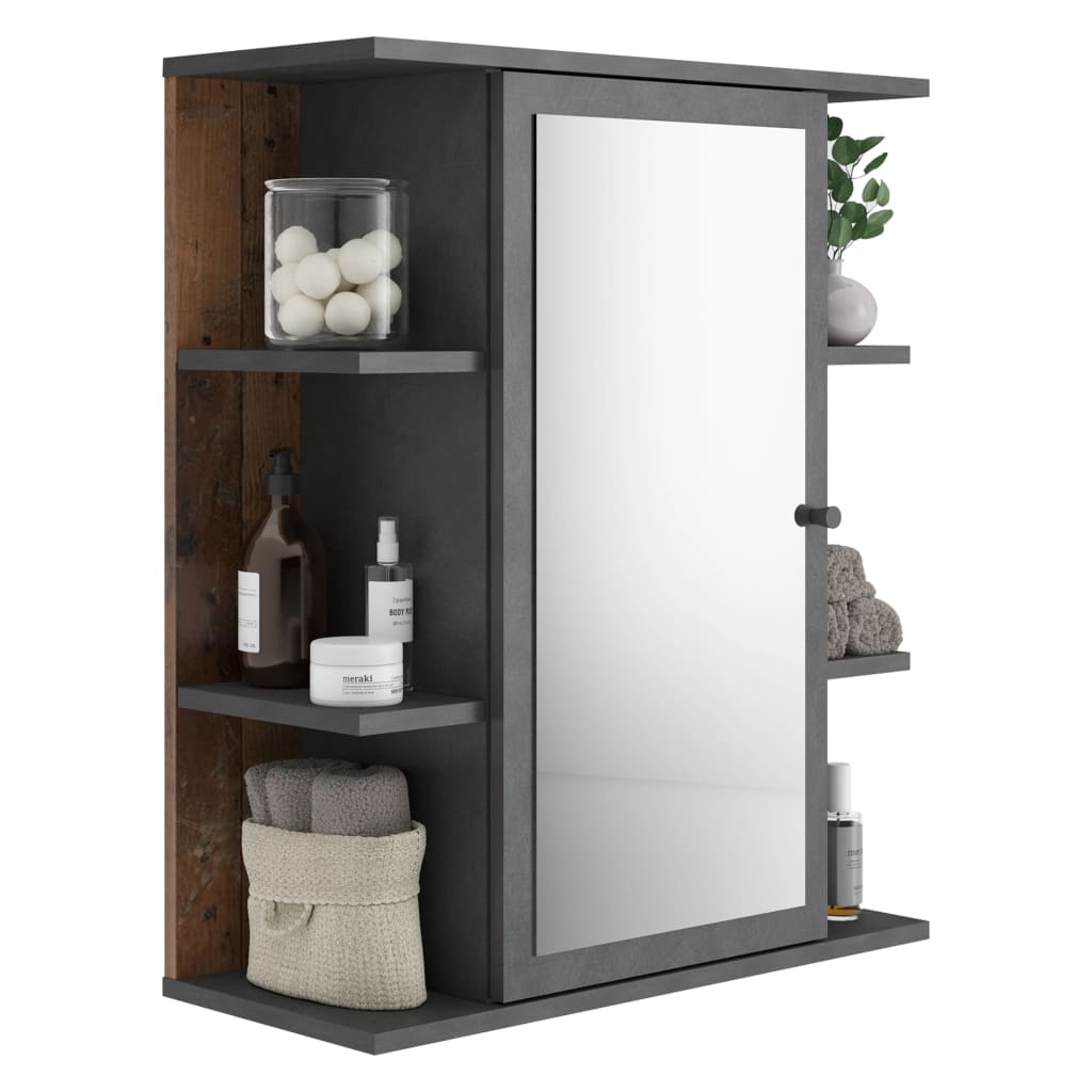 FMD armoire de toilette avec miroir Matera gris foncé