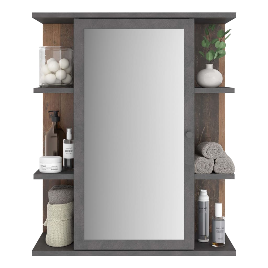 FMD armoire de toilette avec miroir Matera gris foncé