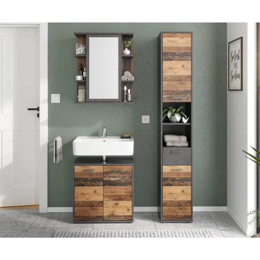 FMD armoire de toilette avec miroir Matera gris foncé