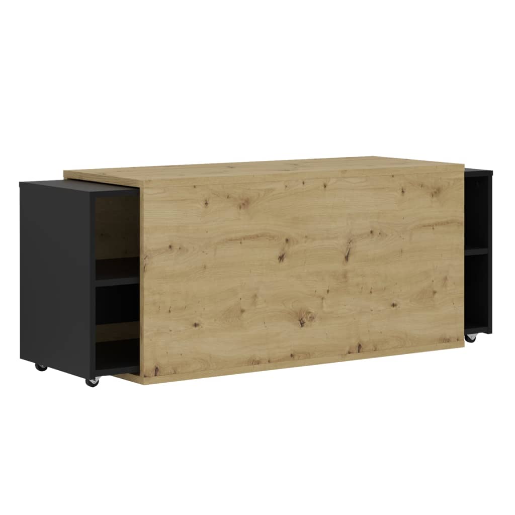 FMD meuble TV 194,5x39,9x49,2 cm chêne artisanal et noir