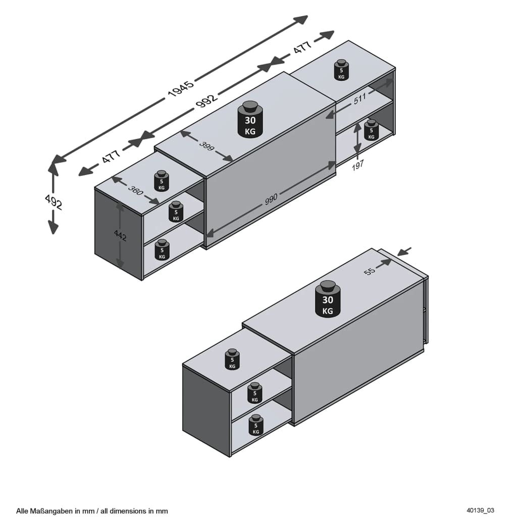 TV-Schrank 194,5x39,9x49,2 cm Artisan-Eiche und Schwarz