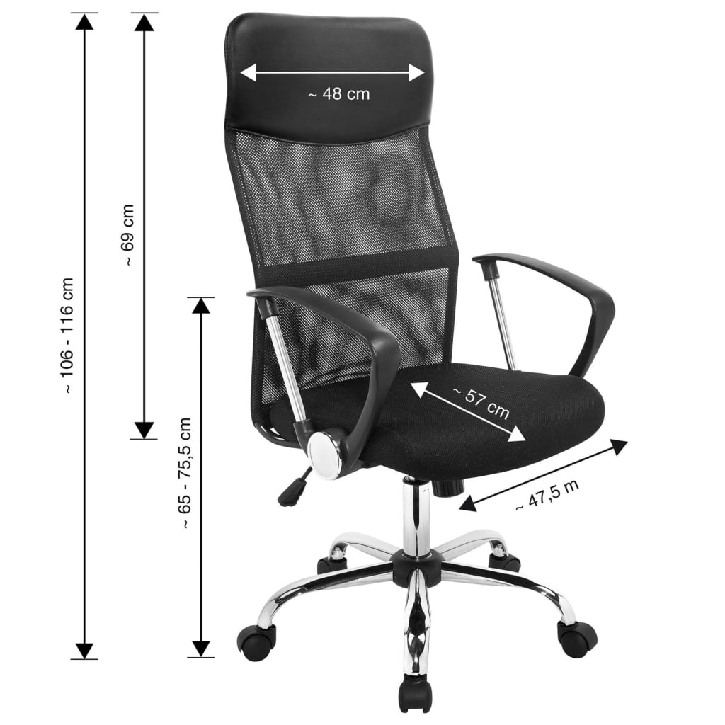 Bürostuhl Schwarz Stahl