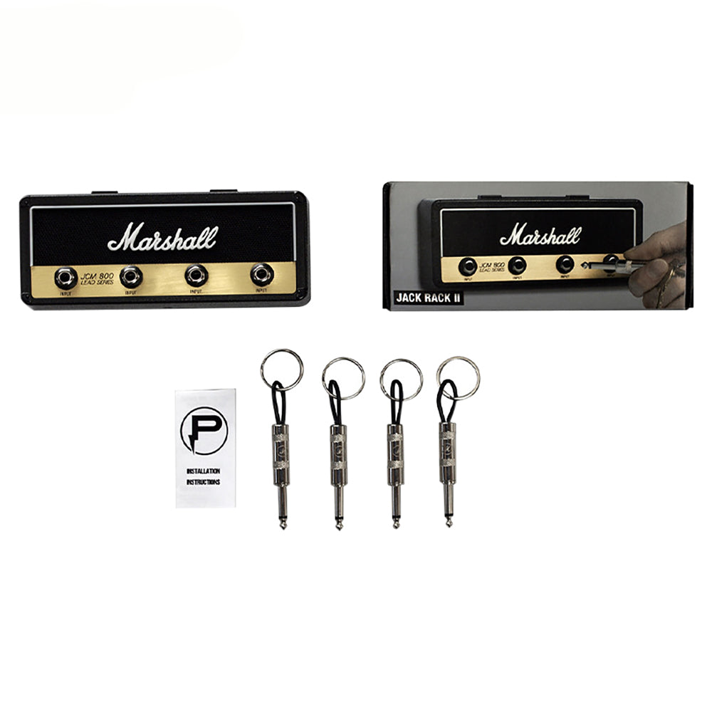 Marshall Jack Rack II Schlüsselhalter – Stylischer Schlüssel-Organizer im legendären Marshall JCM800 Design mit 4 Gitarren-Schlüsselanhängern, Schwarz