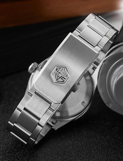 San Martin SN0139 Automatik-Uhr – Edelstahl, Schwarz-Weiss, 39 mm