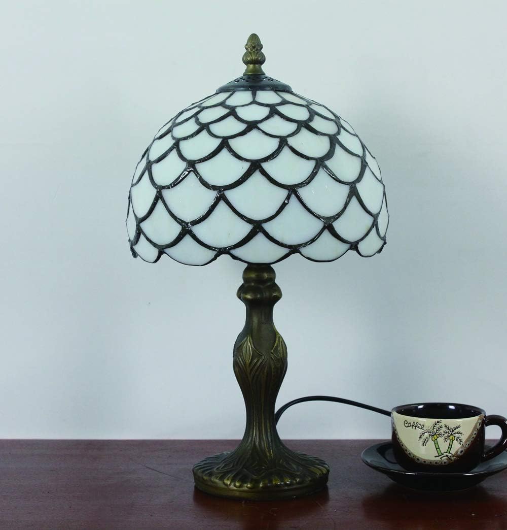 Vintage Tiffany Tischlampe – 38cm , Antik Stil, Handgefertigt – E14 Nachttischlampe für Wohnzimmer & Schlafzimmer