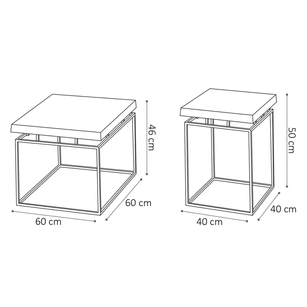 2-tlg. Couchtisch-Set Aron Metal Grau und Rostbraun