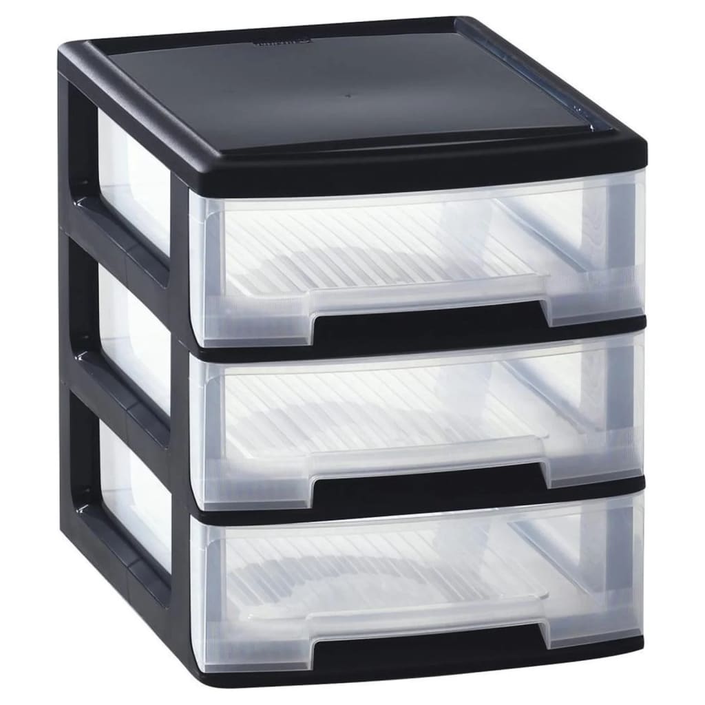 Schreibtisch-Schubladenbox Babel A4 3x5L Schwarz Transparent