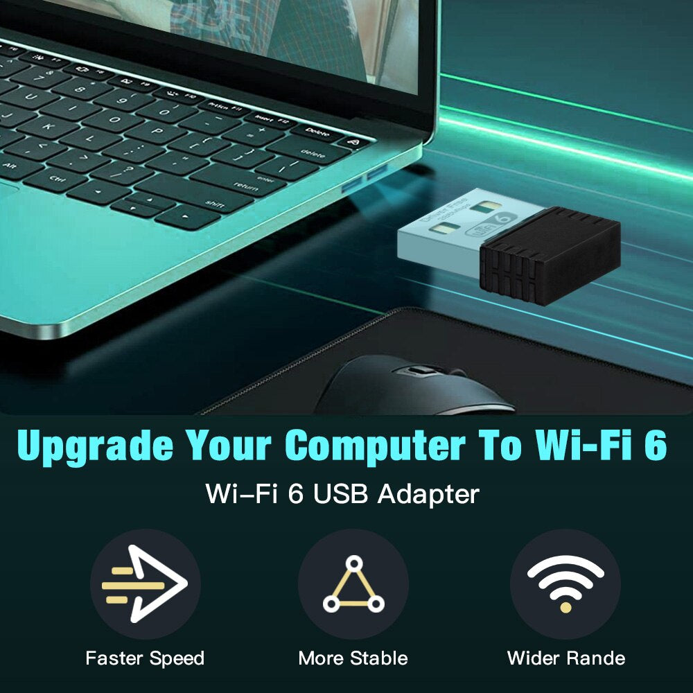 Fenvi WiFi 6 Adapter AX286 – Mini USB Dongle für Hochgeschwindigkeits-WLAN (2,4 GHz, 300 Mbps) – Kompatibel mit Windows 7, 10 & 11