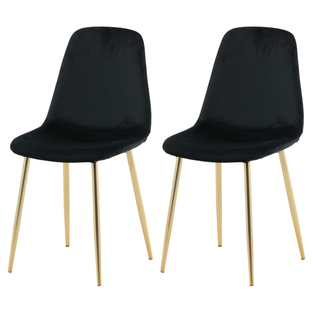 Venture Home Chaises de Salle à Manger 2 pcs Velours Polaire Noir et Laiton