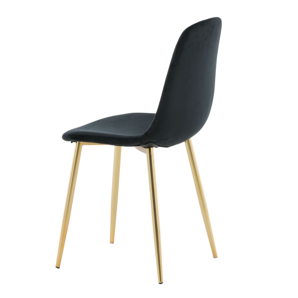 Venture Home Chaises de Salle à Manger 2 pcs Velours Polaire Noir et Laiton