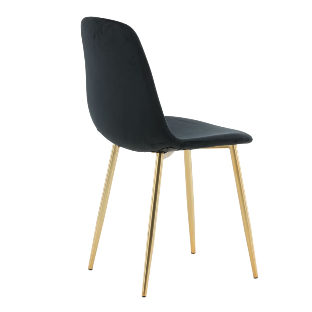 Venture Home Chaises de Salle à Manger 2 pcs Velours Polaire Noir et Laiton