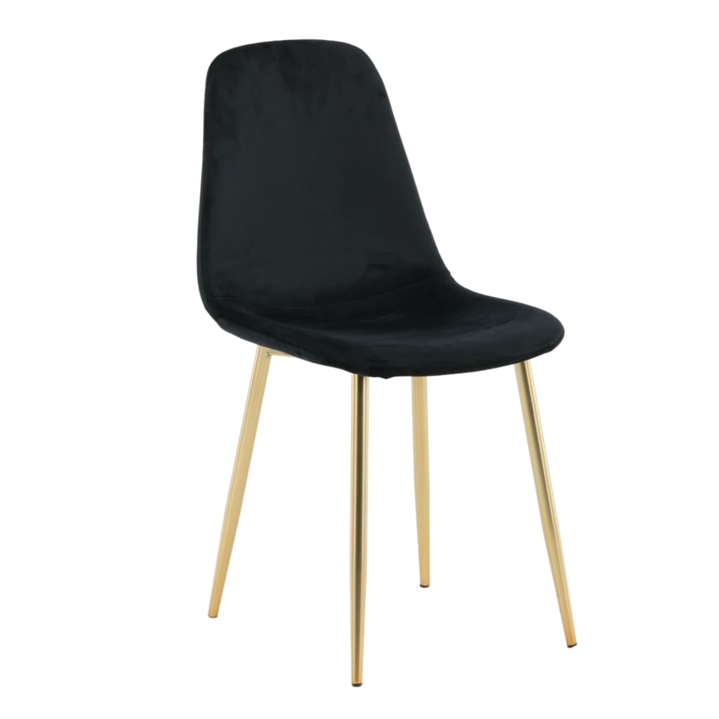 Venture Home Chaises de Salle à Manger 2 pcs Velours Polaire Noir et Laiton