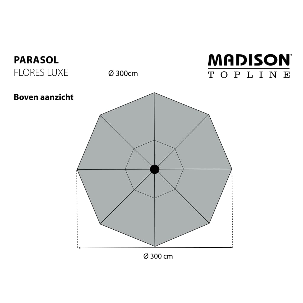 Madison Parasol Flores Luxe 300 cm Rond Gris Clair