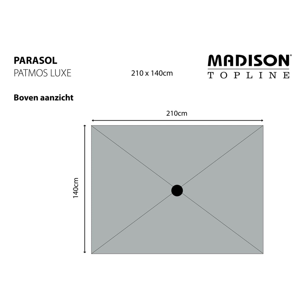 Madison Parasol Patmos Luxe Rectangulaire 210x140 cm Gris Clair