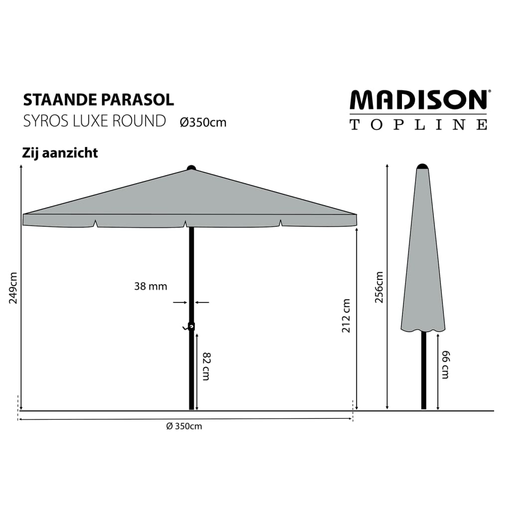 Madison Parasol Syros Luxe 350 cm Rond Gris