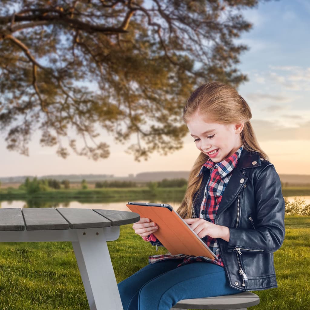 3-tlg. Picknicktisch-Set für Kinder Grau und Weiß