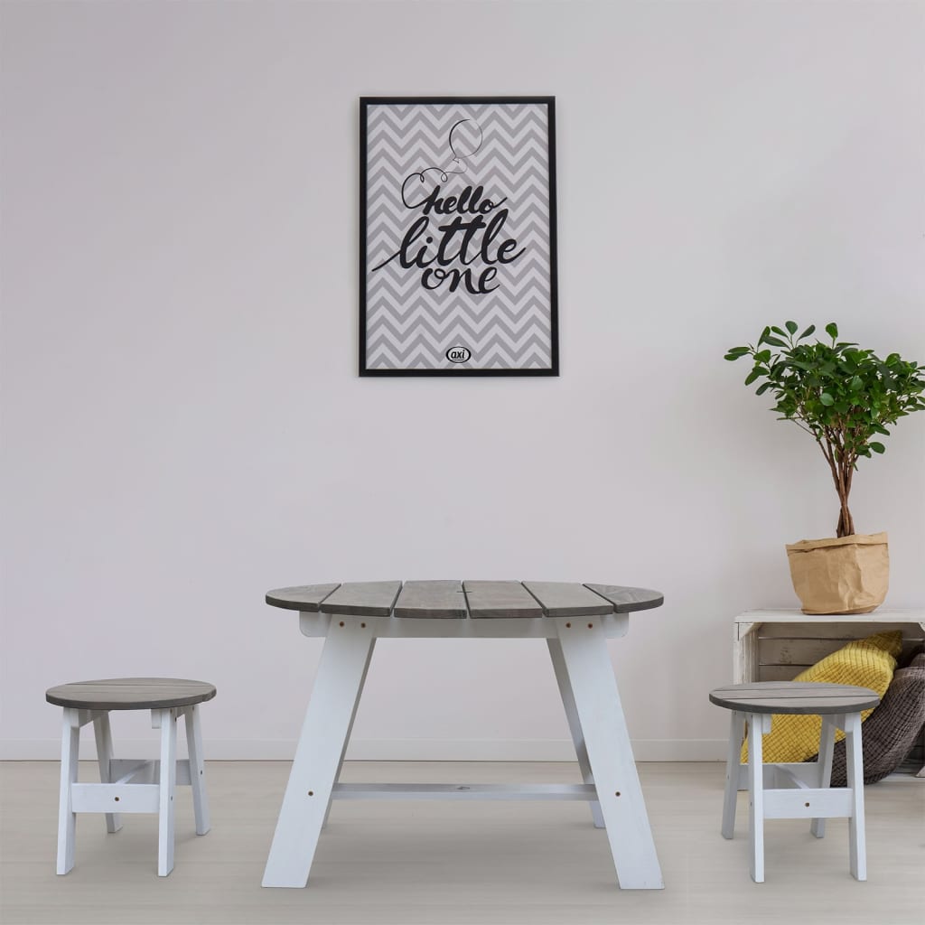 AXI 3 pièces. Ensemble de table de pique-nique pour enfants gris et blanc