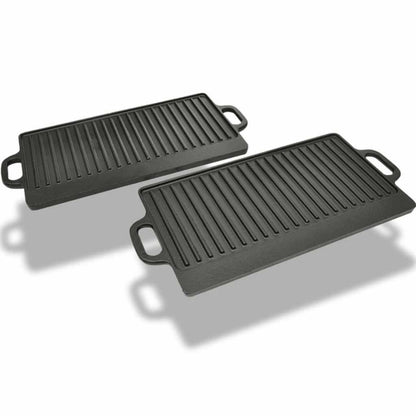 Grillplatte 2 Stück Gusseisen Wendeplatte 50x23 cm
