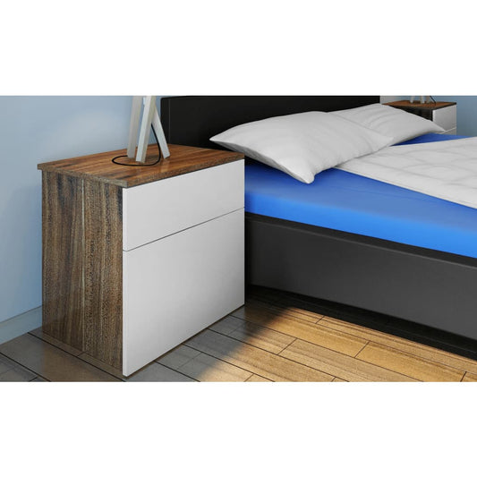 Nachttische mit 1 Schublade 2 Stk. Braun/Weiß