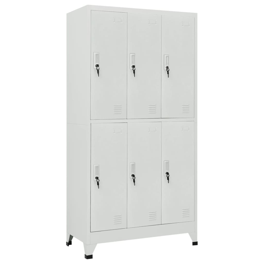Armoire vestiaire 6 compartiments en acier 90x45x180 cm gris