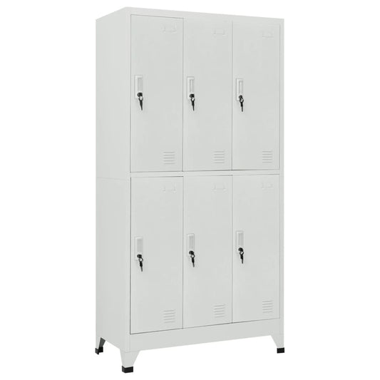 Armoire vestiaire 6 compartiments en acier 90x45x180 cm gris