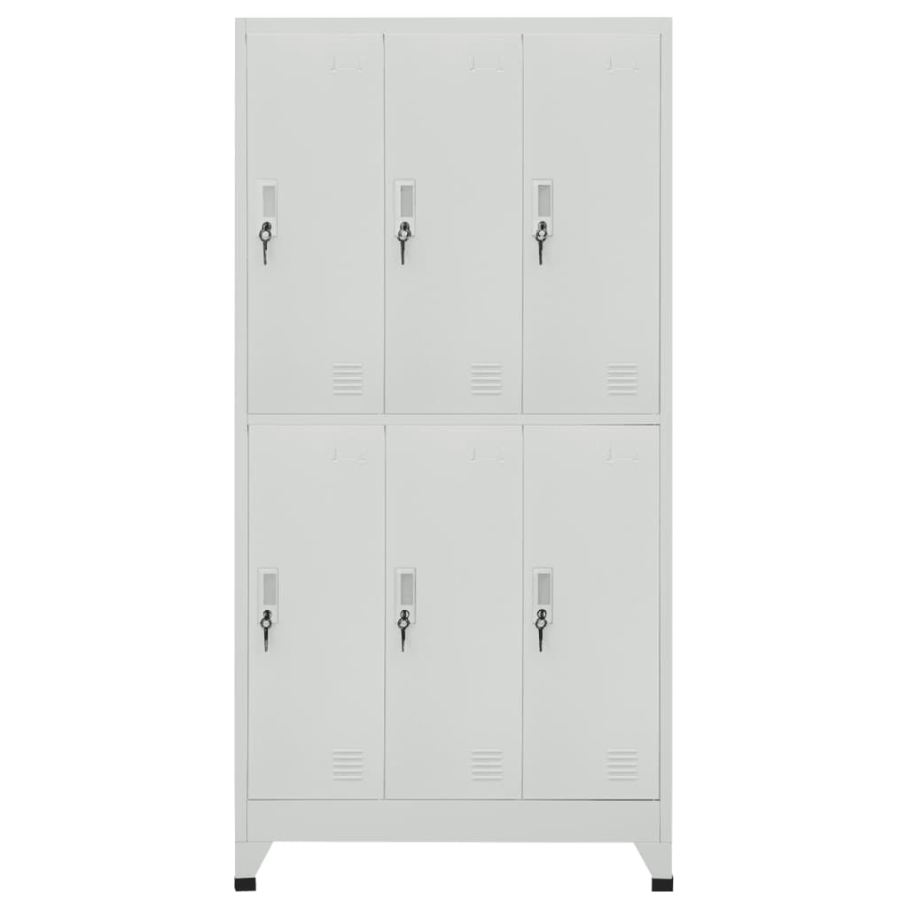 Armoire vestiaire 6 compartiments en acier 90x45x180 cm gris