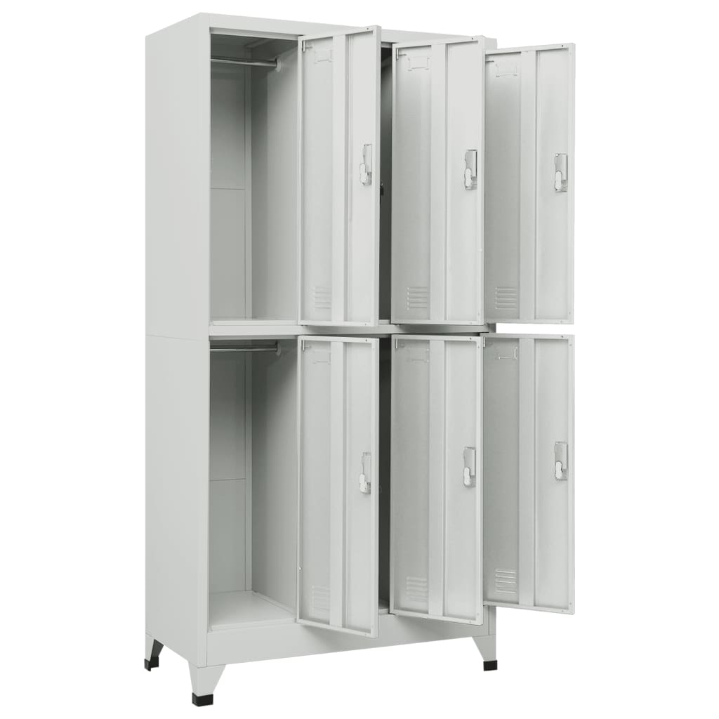 Armoire vestiaire 6 compartiments en acier 90x45x180 cm gris