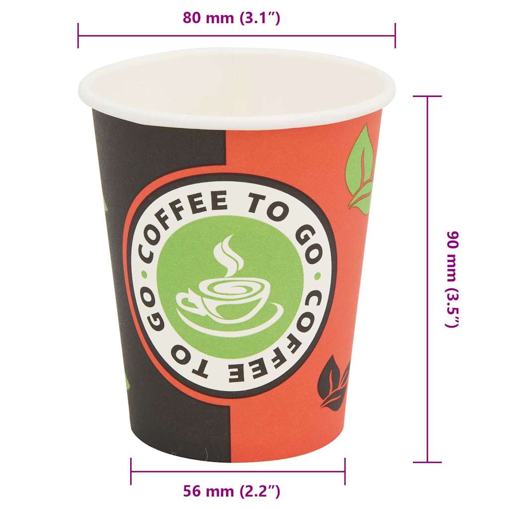 1000 Stk. Einweg-Kaffeebecher Pappe 240 ml (8 oz)