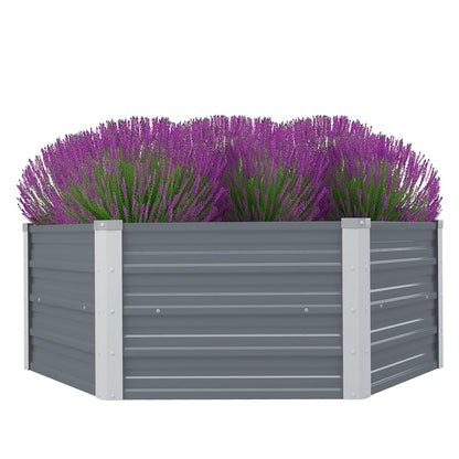 Hochbeet 129 x 129 x 45 cm Verzinkter Stahl Grau