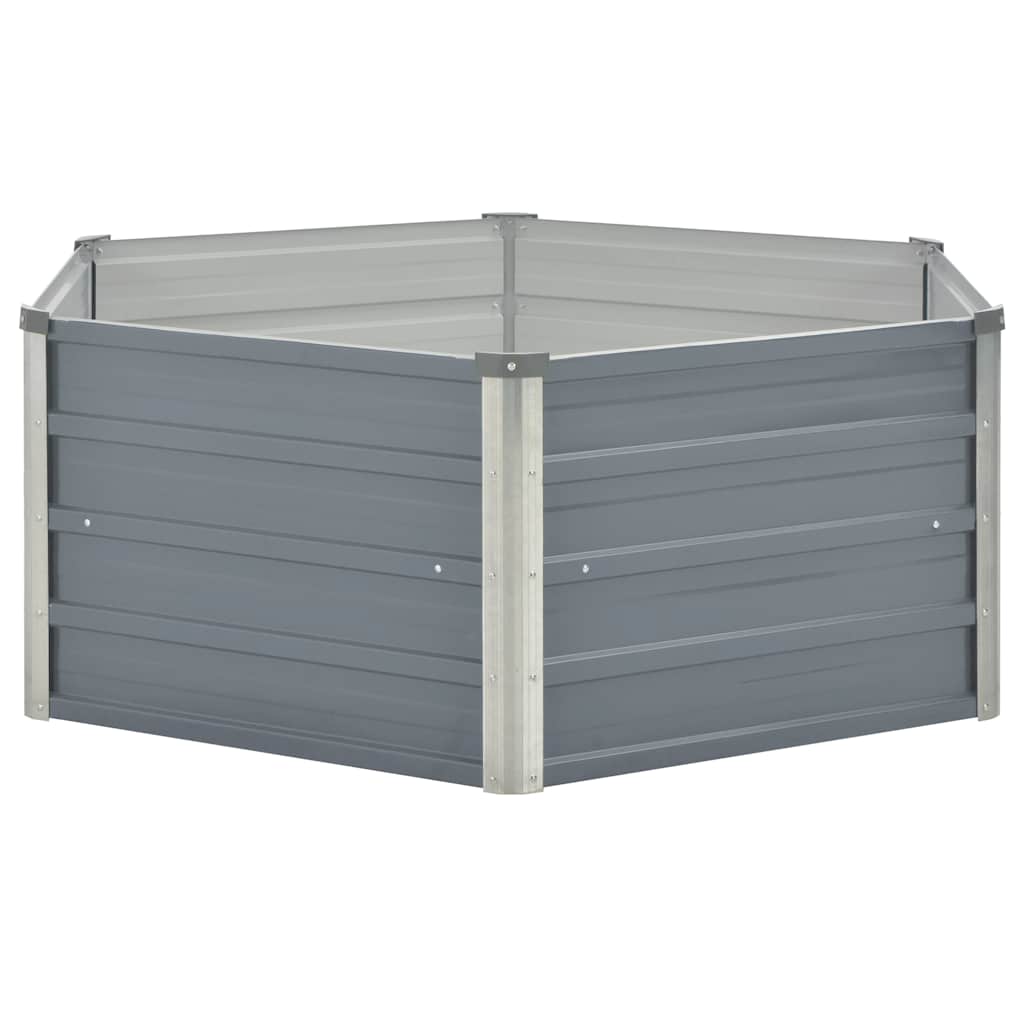 Hochbeet 129 x 129 x 45 cm Verzinkter Stahl Grau