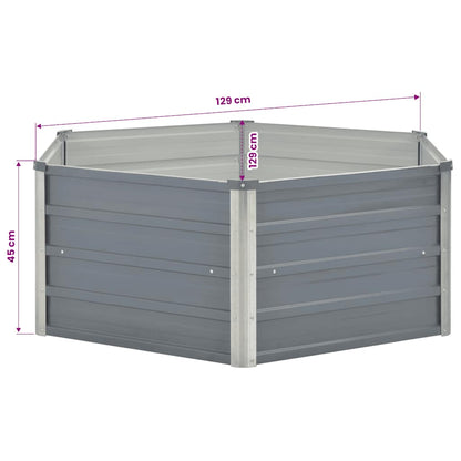 Hochbeet 129 x 129 x 45 cm Verzinkter Stahl Grau