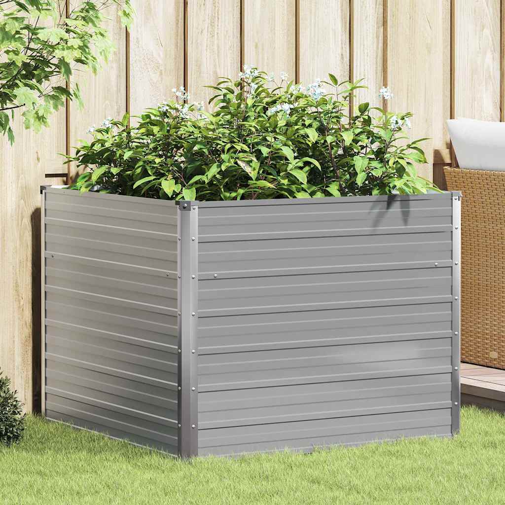 Hochbeet 100 x 100 x 77 cm Verzinkter Stahl Grau