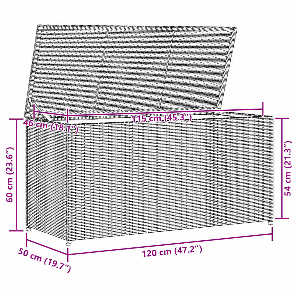Garten-Auflagenbox 120X50X60 Cm Poly Rattan