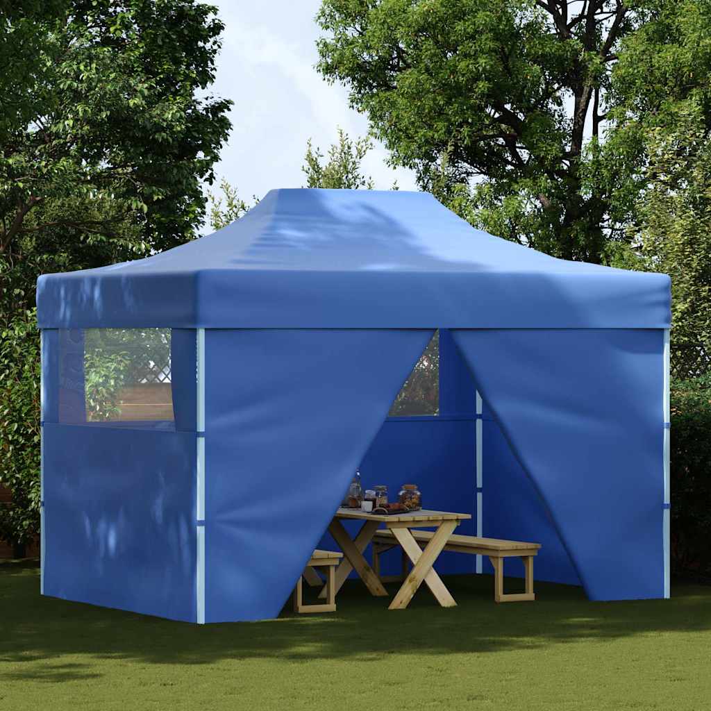Faltzelt Pop-Up mit 4 Seitenteilen 3x4,5 m Blau