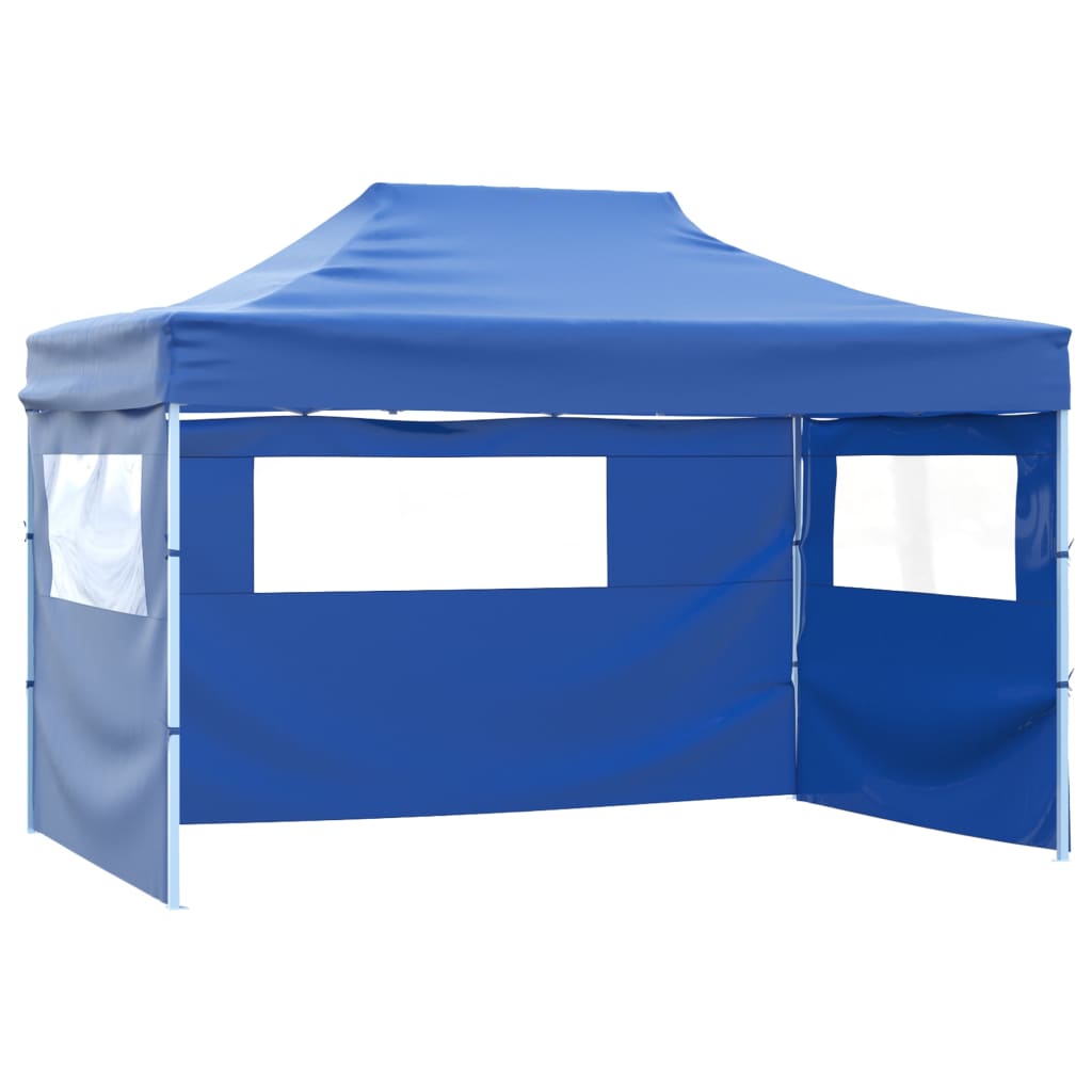 Tente pliante pop-up avec 4 panneaux latéraux 3x4,5 m bleu