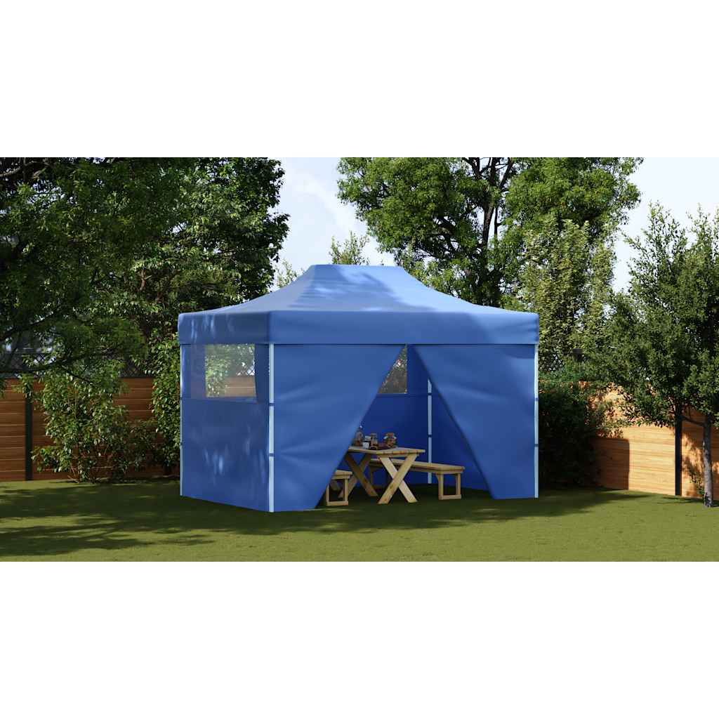 Faltzelt Pop-Up mit 4 Seitenteilen 3x4,5 m Blau